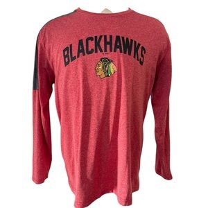 NHL Chicago Blackhawks Crewneck Longsleeve Performance Shirt Heather Red Size XL